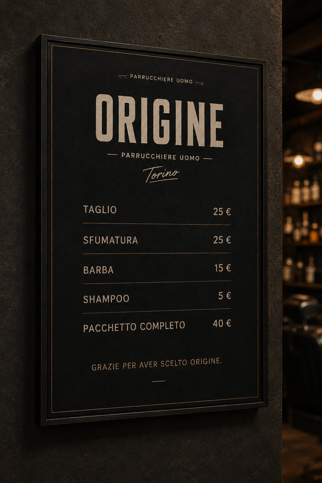 ORIGINE - BRAND IDENTITY PARRUCCHIERE UOMO